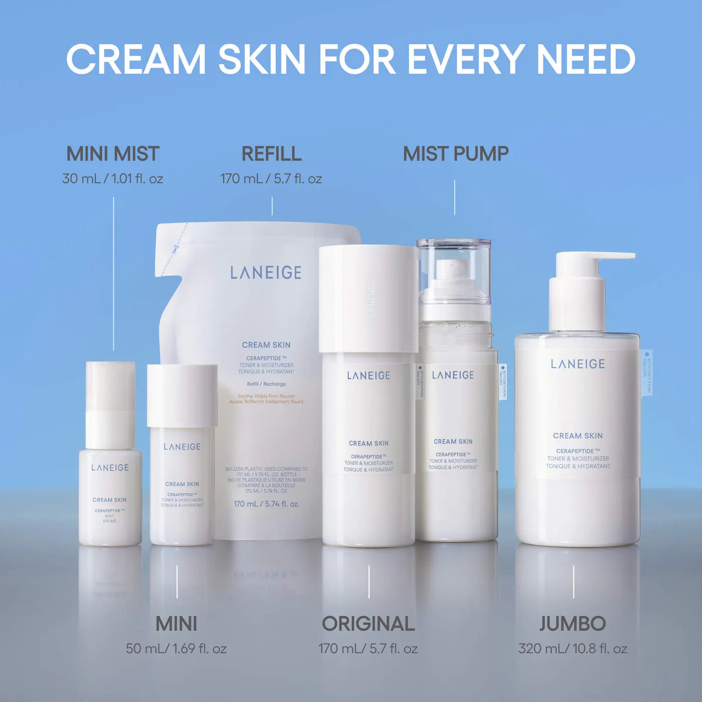 LANEIGE  Cream Skin Milky Toner with Ceramides & Peptides for Nourishing Hydration