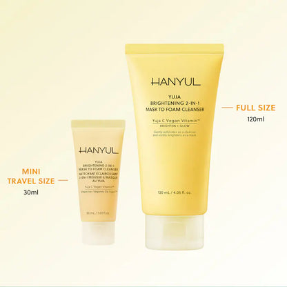 Korean Mini Yuja Brightening 2-in-1 Mask to Foam Cleanser with Vitamin C + Niacinamide