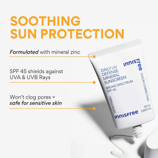 innisfree  Daily UV Defense Mineral Sunscreen Broad Spectrum SPF 45