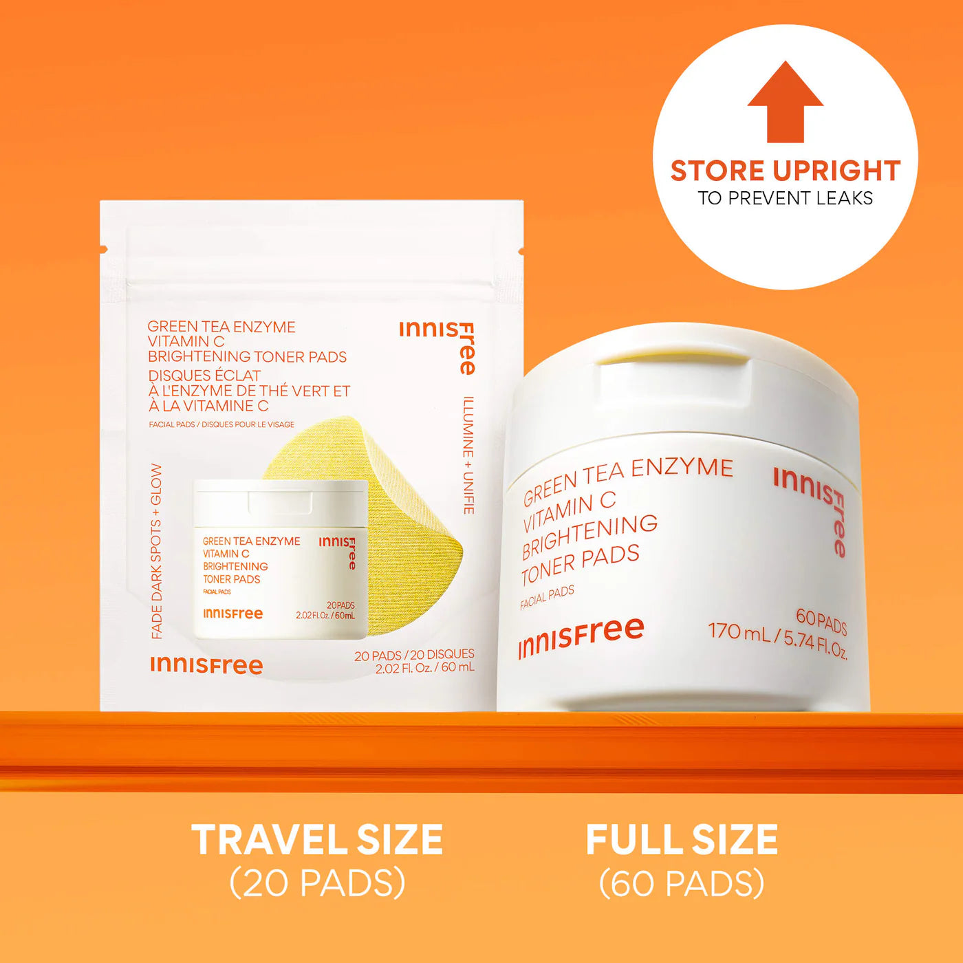 innisfree  Daily Vitamin C Korean Brightening Toner Pads with Niacinamide for Dark Spots