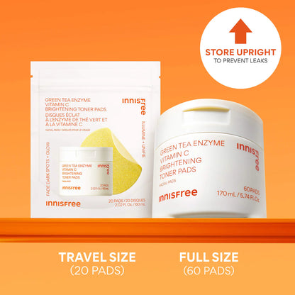innisfree  Daily Vitamin C Korean Brightening Toner Pads with Niacinamide for Dark Spots