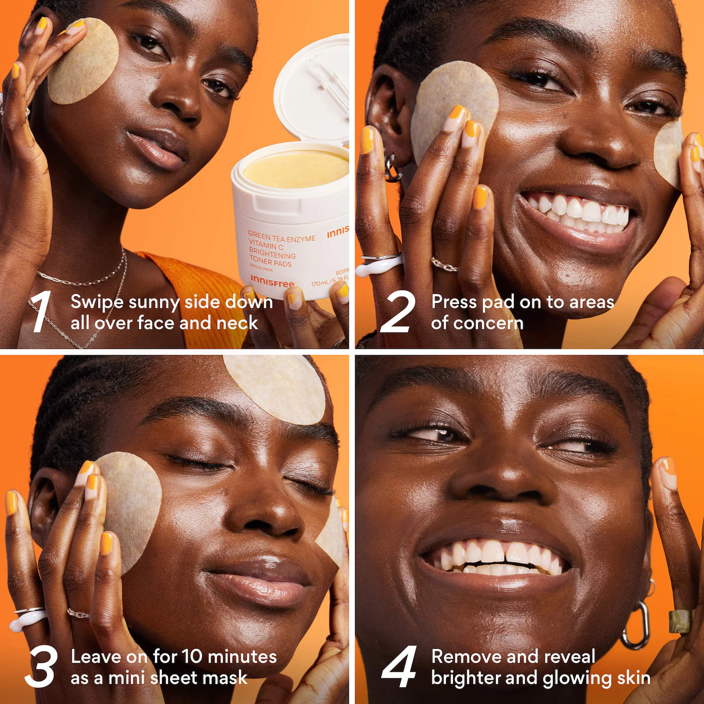 innisfree  Daily Vitamin C Korean Brightening Toner Pads with Niacinamide for Dark Spots