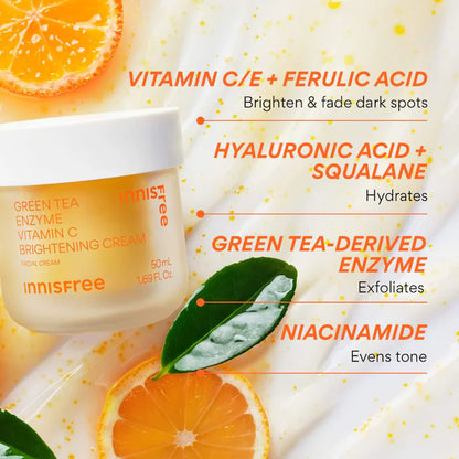 innisfree  Green Tea Enzyme Vitamin C Brightening Cream