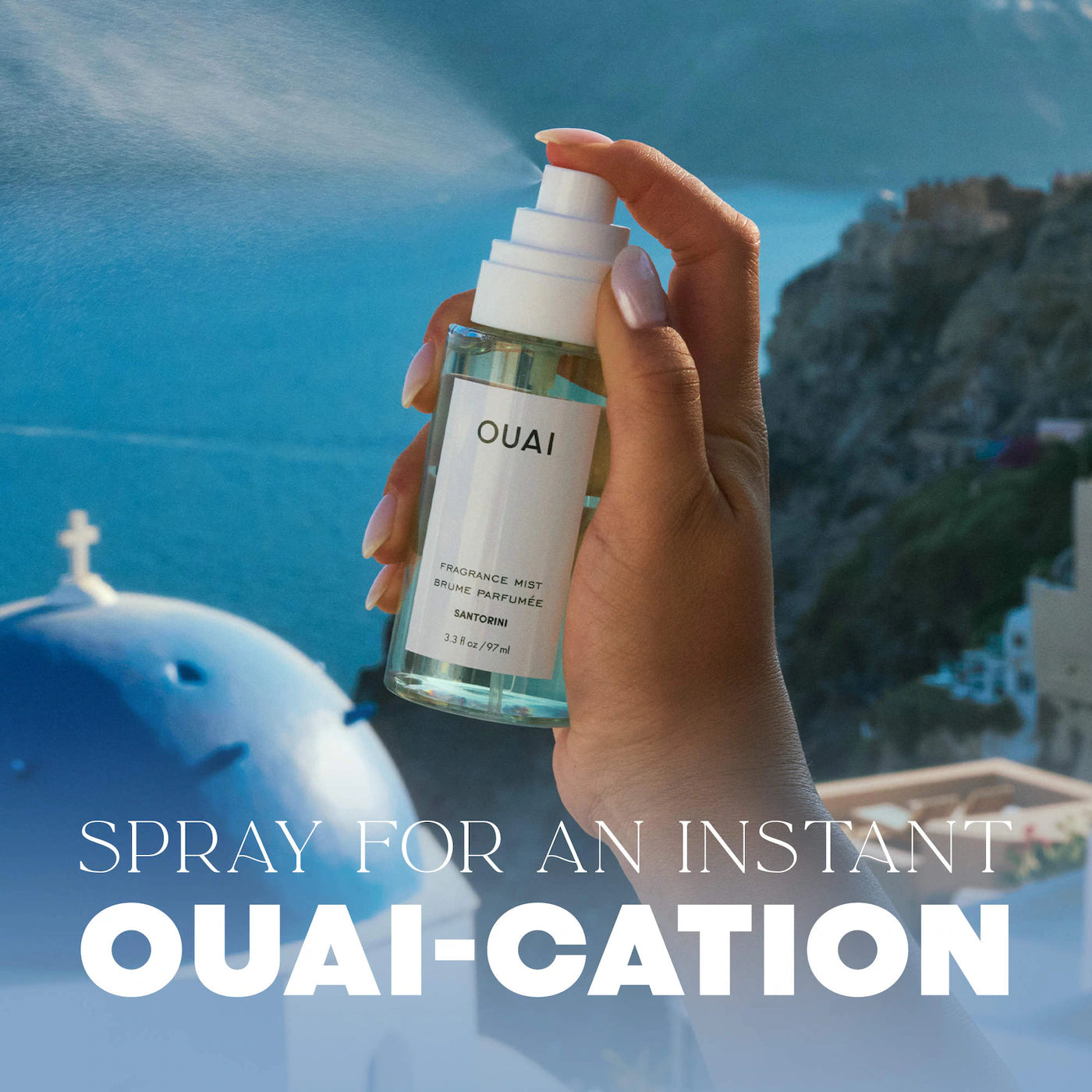 **OUAI Santorini Hair & Body Mist – Honeysuckle & Peach Fragrance**