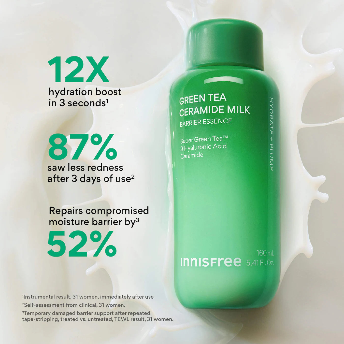 innisfree  Mini Green Tea Ceramide Milk Toner for Hydration & Barrier Repair