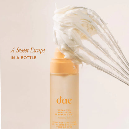 **dae Dream Veil Hair & Body Fragrance Mist – Vanilla, Candied Lemon & Praline**