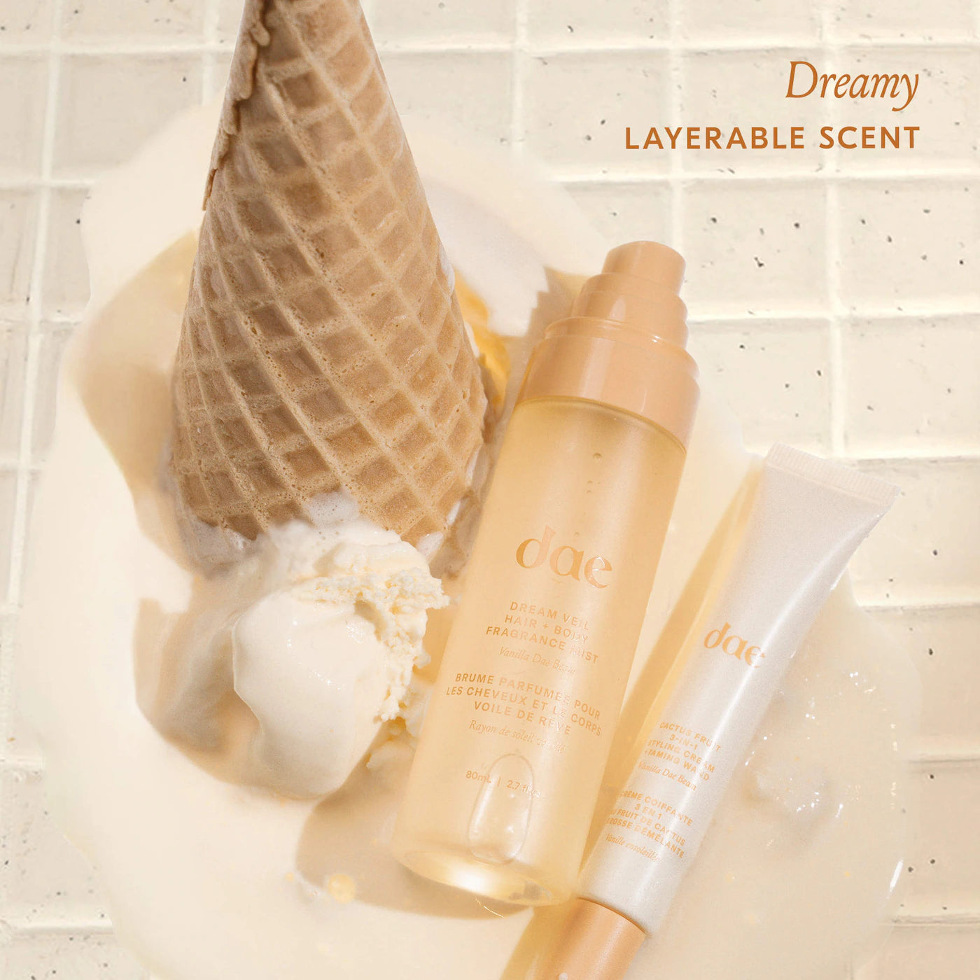 **dae Dream Veil Hair & Body Fragrance Mist – Vanilla, Candied Lemon & Praline**