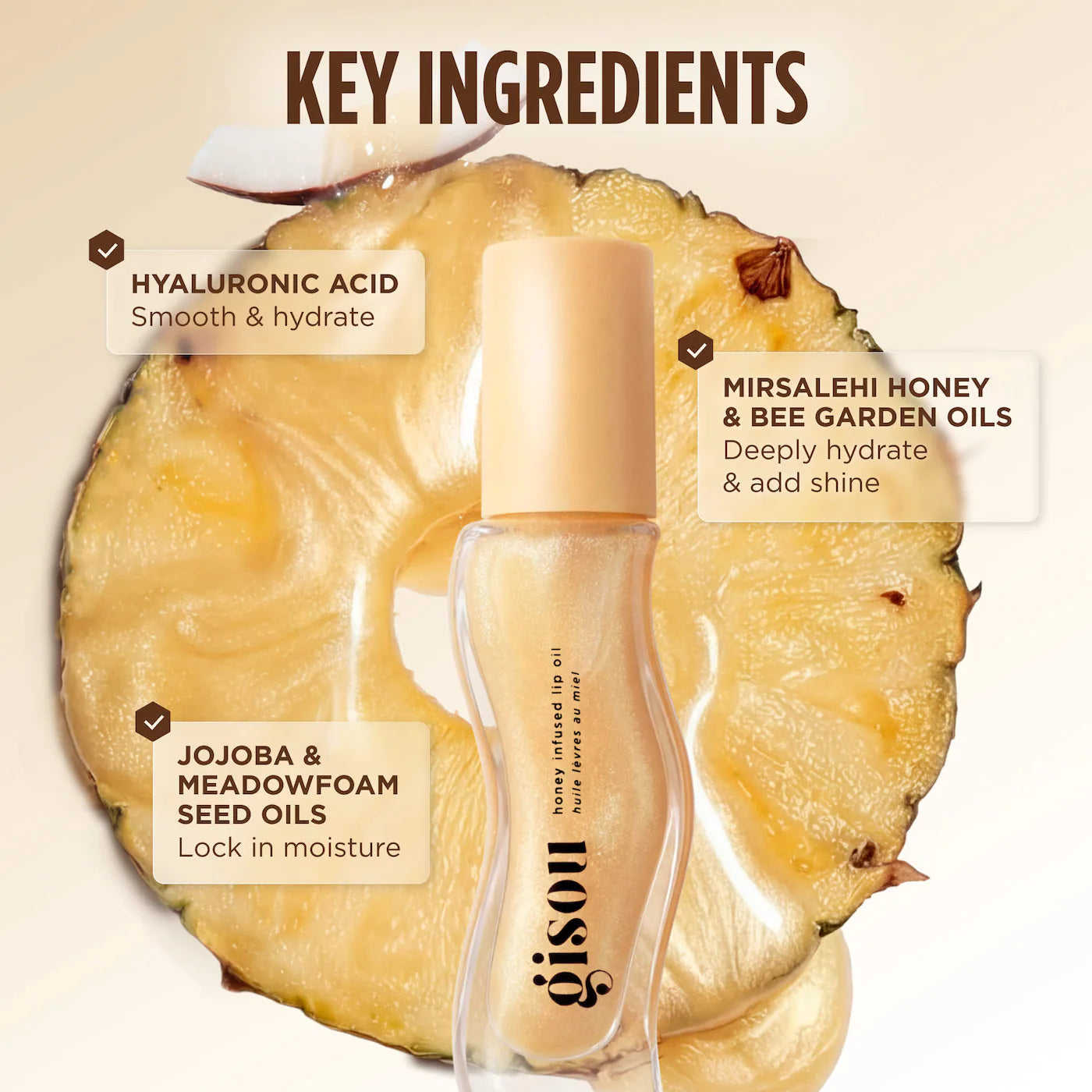 Gisou Honey Infused Hydrating Lip Oil – Nourishing Glossy Lip Treatment
