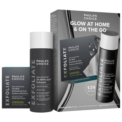 Paula's Choice  Home & Away Kit with 2% BHA Exfoliating Toner & Toner Pads for Clear Skin