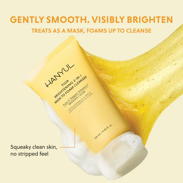 Korean Mini Yuja Brightening 2-in-1 Mask to Foam Cleanser with Vitamin C + Niacinamide