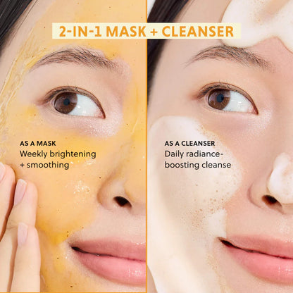 Korean Mini Yuja Brightening 2-in-1 Mask to Foam Cleanser with Vitamin C + Niacinamide