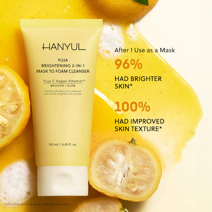 Korean Mini Yuja Brightening 2-in-1 Mask to Foam Cleanser with Vitamin C + Niacinamide