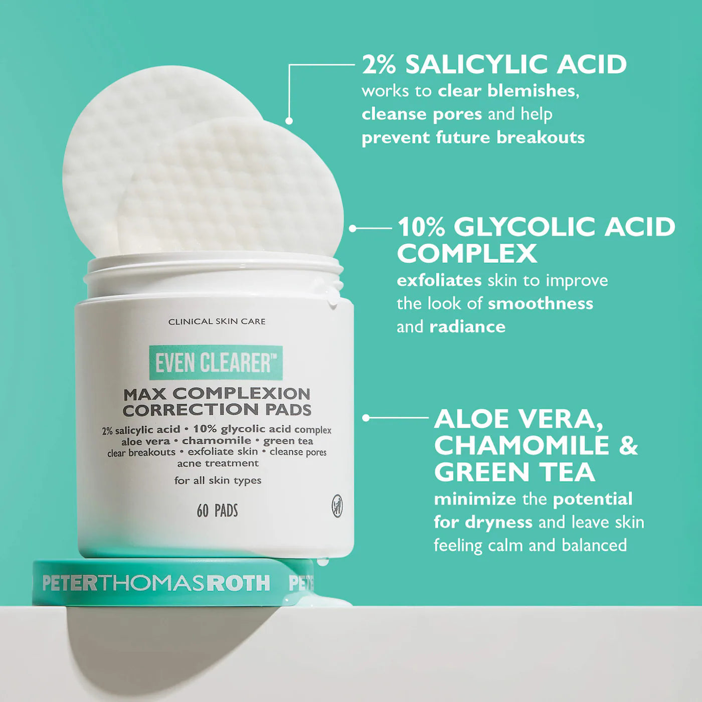 Peter Thomas Roth  Even Clearer™ Max Complexion Correction Pads for Acne and Blemishes