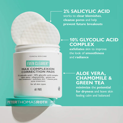 Peter Thomas Roth  Even Clearer™ Max Complexion Correction Pads for Acne and Blemishes