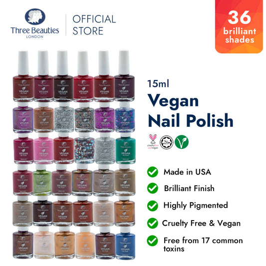 Vegan Nail Polish – Vegan & Cruelty Free PETA Certified | 15ml | 36 SHADES