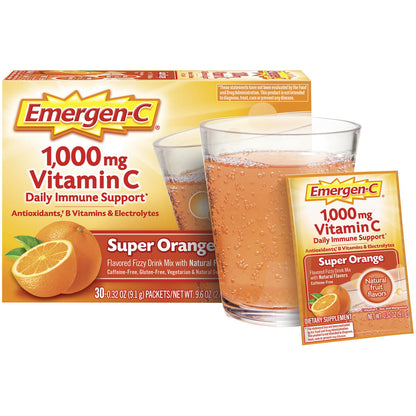 Emergen-C Super Orange Immune Support Drink Mix with 1000mg Vitamin C – 30 Count